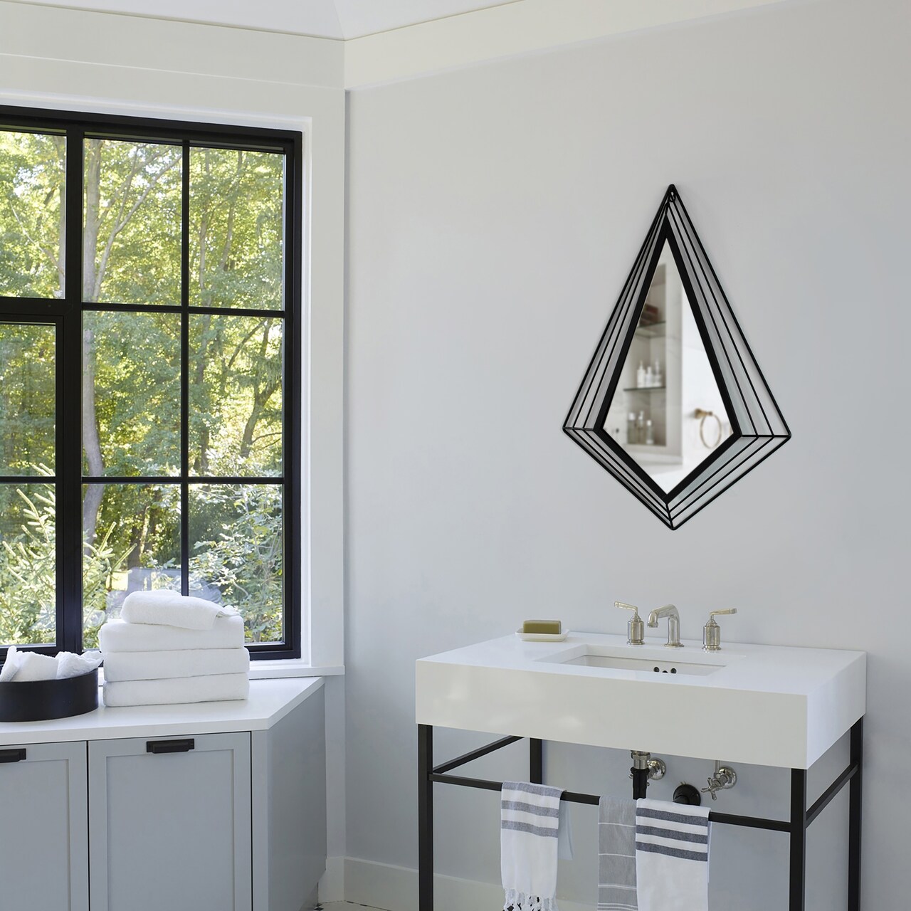 Uniquewise Decorative Metal Wall Mounted Modern Mirror - Perfect for Living Room, Bedroom, Bathroom Vanity, Entryway, or Hallway, Adding Elegance and Charm to Your Space